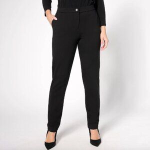 Susan Graver Petite Sleek Ponte Straight Leg Trouser , Blk sz XSP a667507